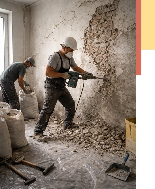 Демонтаж штукатурки со стен в Арзамасе от 7820 руб/м² — быстро и недорого | ОТДЕЛОЧНИК-Рзм