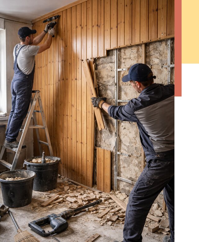 Демонтаж вагонки со стен в Арзамасе от 1575 руб. — снятие, удаление, срочно | ОТДЕЛОЧНИК-Рзм