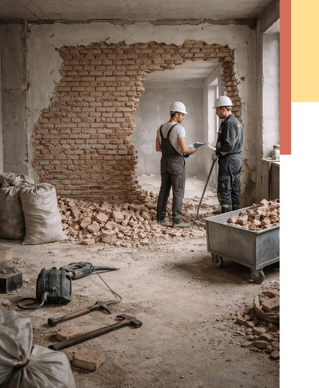 Демонтаж кирпичных стен в Арзамасе от 4562 руб. — быстро, недорого, под ключ | ОТДЕЛОЧНИК-Рзм