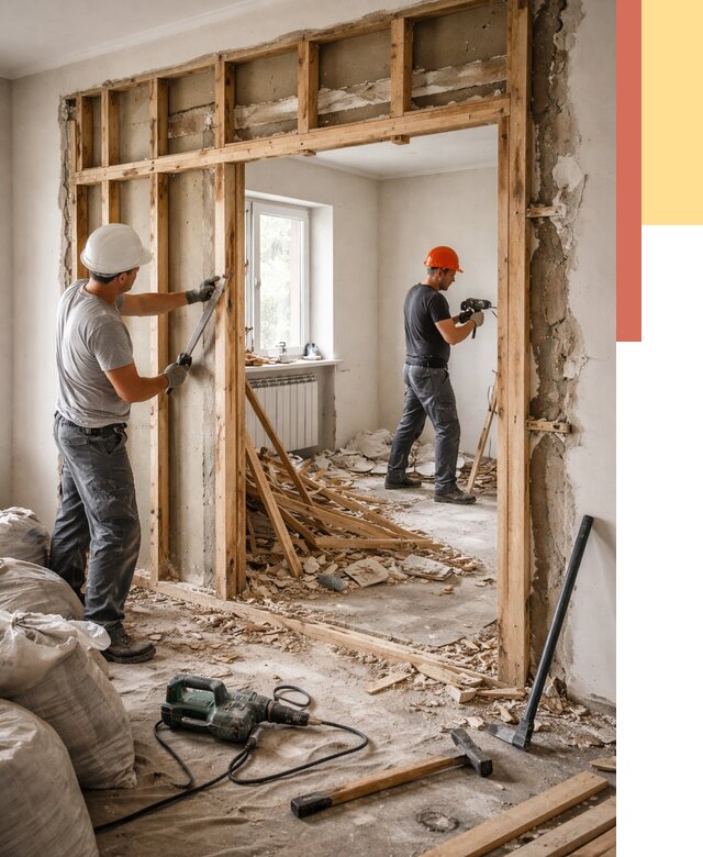 Демонтаж деревянных перегородок в Арзамасе от 3476 руб. — быстро и недорого | ОТДЕЛОЧНИК-Рзм