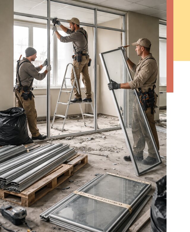 Демонтаж алюминиевых перегородок в Арзамасе от 4562 руб. — быстро и недорого | ОТДЕЛОЧНИК-Рзм