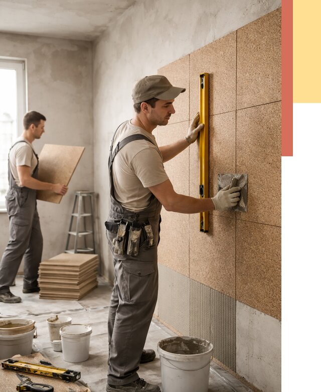 Монтаж пробковых панелей на стены в Арзамасе от 3801 руб. — ОТДЕЛОЧНИК-Рзм