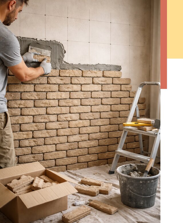 Монтаж декоративного кирпича в Арзамасе от 3476 руб./м² — быстро и недорого | ОТДЕЛОЧНИК-Рзм