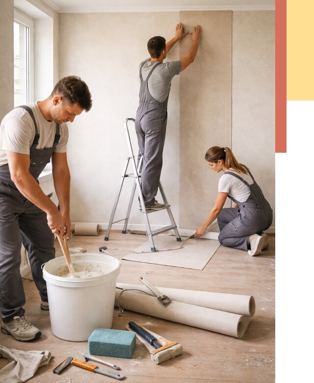 Оклейка стен обоями в Арзамасе от 3801 руб/м2 — быстро и недорого | ОТДЕЛОЧНИК-Рзм