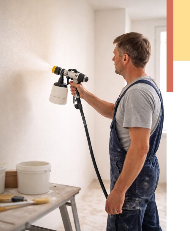 Покраска стен краскопультом в Арзамасе от 8146 руб. — механизированная покраска | ОТДЕЛОЧНИК-Рзм