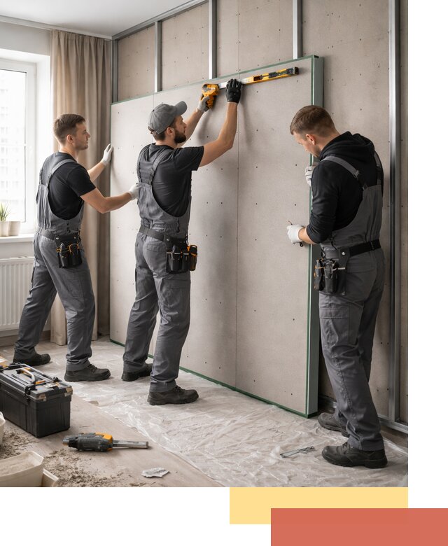 Шумоизоляция стен панелями ЗИПС в Арзамасе для жилых и коммерческих помещений