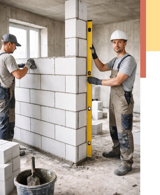 Кладка перегородок из пеноблока в Арзамасе от 1955 руб. под ключ | ОТДЕЛОЧНИК-Рзм