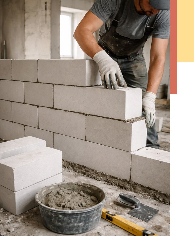 Кладка перегородок из силикатного блока в Арзамасе от 4344 руб. под ключ | ОТДЕЛОЧНИК-Рзм