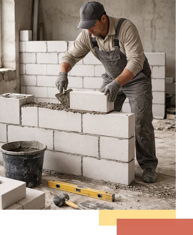 Кладка перегородок из силикатного блока в Арзамасе