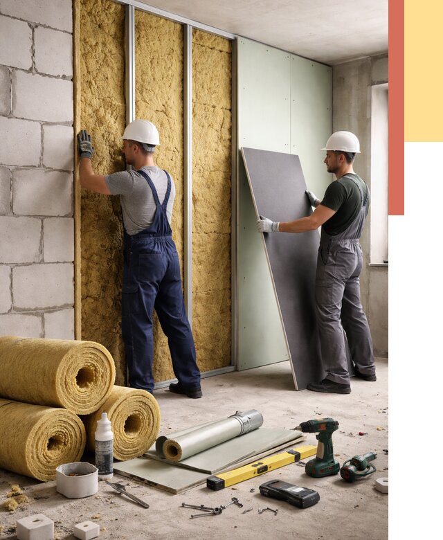 Шумоизоляция перегородок из блоков в Арзамасе от 2009 руб./м² — быстро и недорого | ОТДЕЛОЧНИК-Рзм