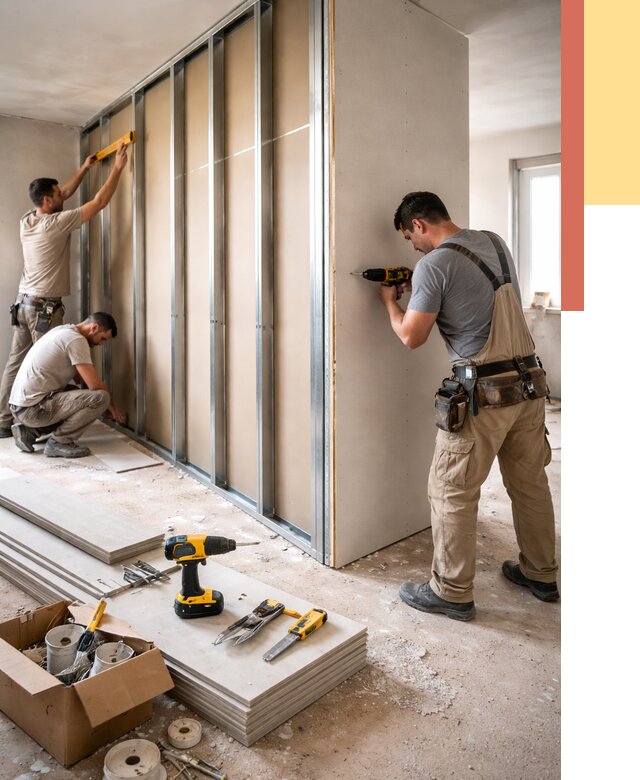 Монтаж однослойной перегородки из гипсокартона в Арзамасе от 706 руб. | ОТДЕЛОЧНИК-Рзм