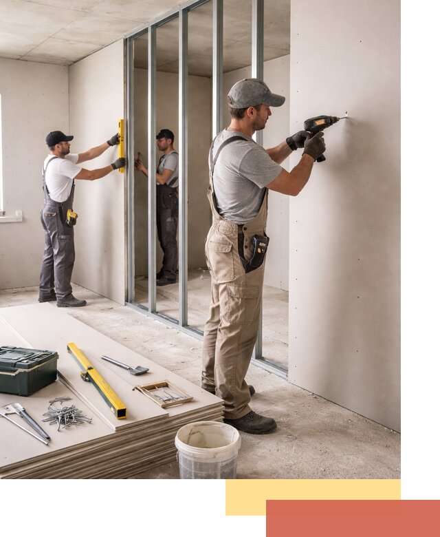 Однослойная перегородка из гипсокартона в Арзамасе под ключ, монтаж и отделка