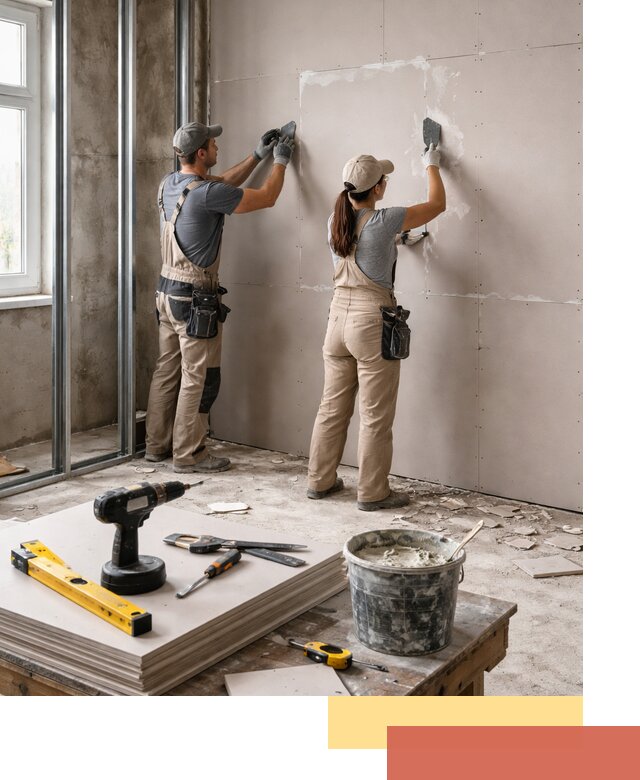 Монтаж двухслойной перегородки из гипсокартона в Арзамасе