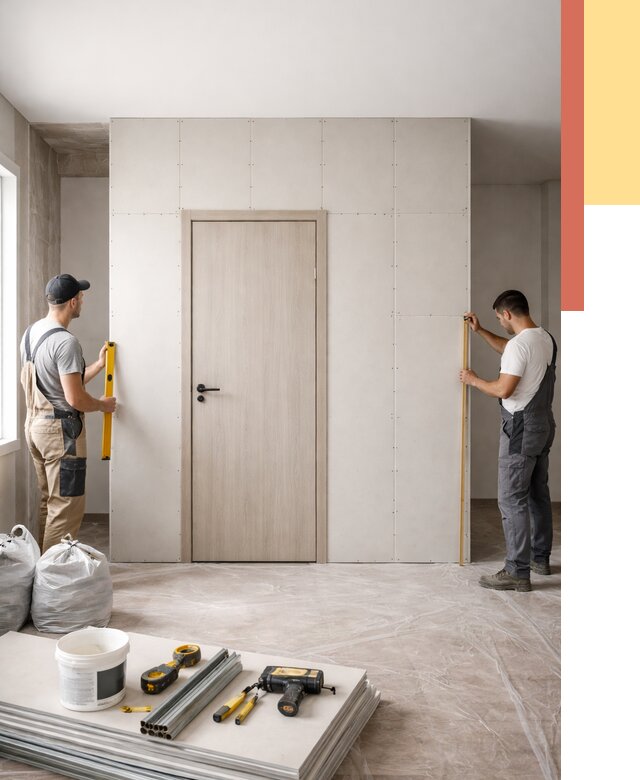 Перегородка из гипсокартона с дверью в Арзамасе от 4887 руб. под ключ | ОТДЕЛОЧНИК-Рзм