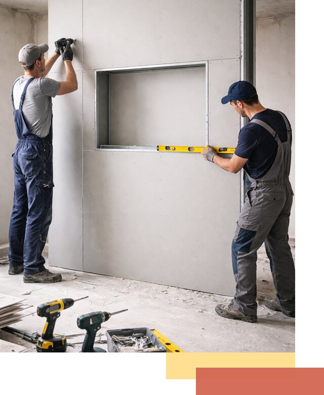 Перегородка из гипсокартона с нишей под декор в Арзамасе