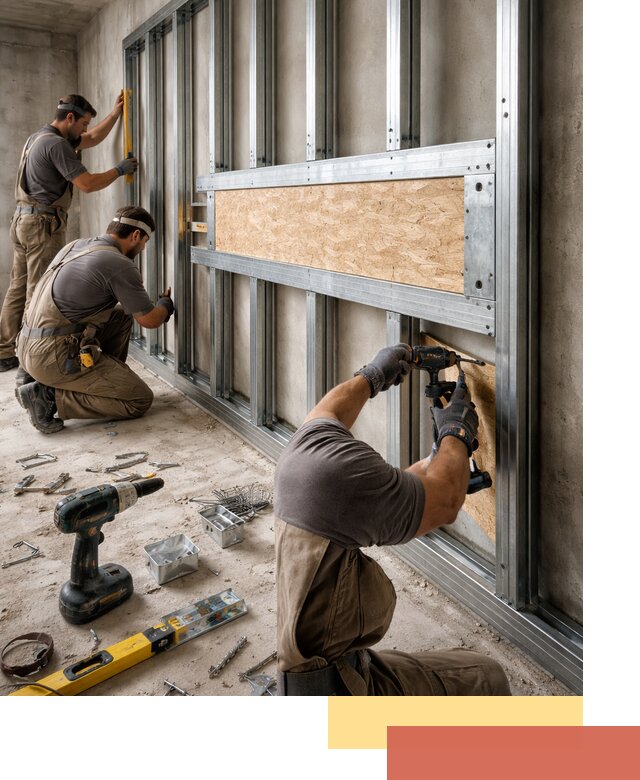 Усиленная перегородка для крепления тяжёлых конструкций в Арзамасе