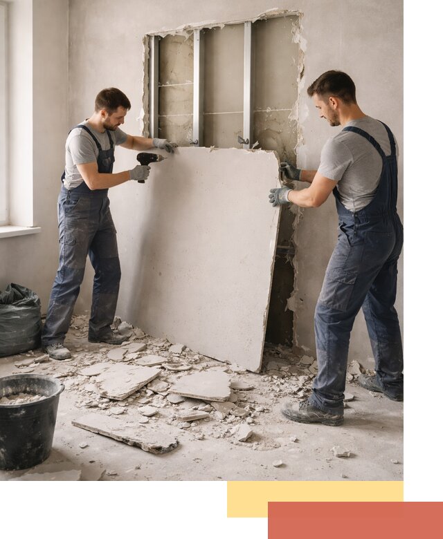 Демонтаж перегородки из гипсокартона в Арзамасе быстрый и аккуратный