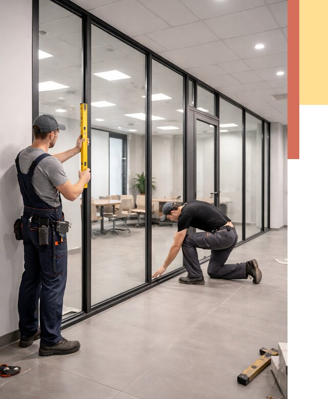 Каркасные стеклянные перегородки в Арзамасе под ключ от 9992 руб. | ОТДЕЛОЧНИК-Рзм