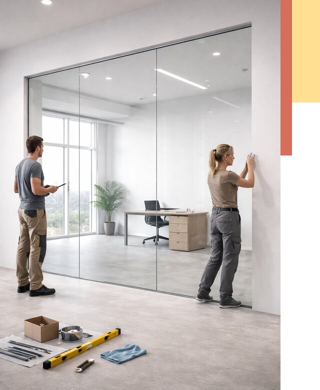 Перегородки из закаленного стекла в Арзамасе от 10318 руб. под ключ | ОТДЕЛОЧНИК-Рзм