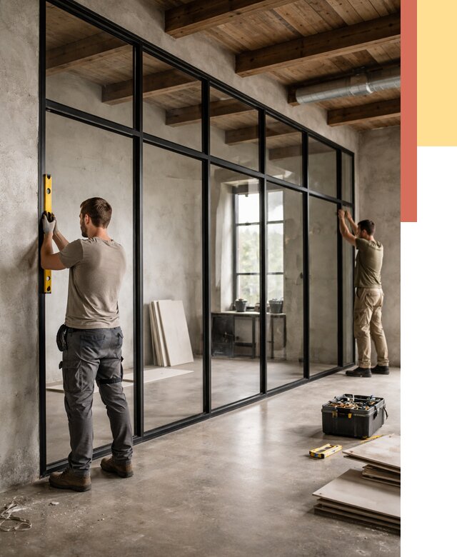 Стеклянные перегородки лофт в Арзамасе от 11404 руб. под ключ | ОТДЕЛОЧНИК-Рзм