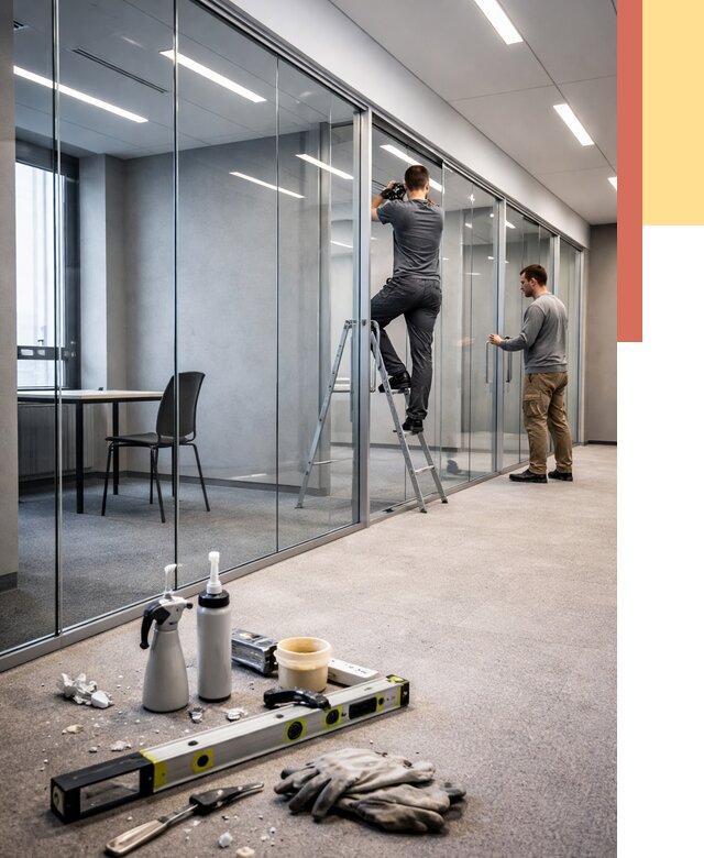 Стеклянные офисные перегородки в Арзамасе от 9232 руб. — монтаж и установка | ОТДЕЛОЧНИК-Рзм