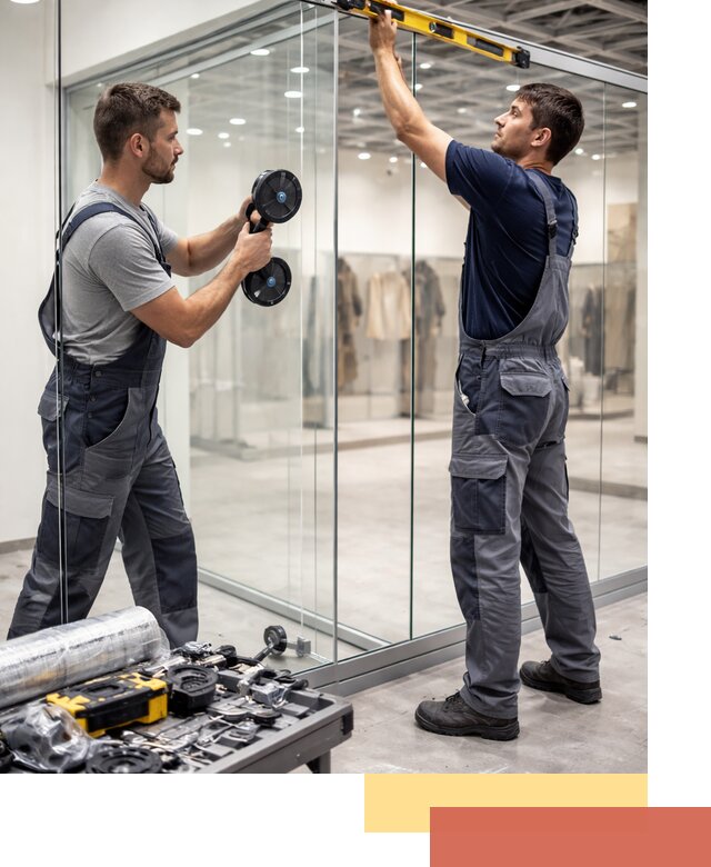 Стеклянные перегородки для магазинов в Арзамасе — монтаж и установка