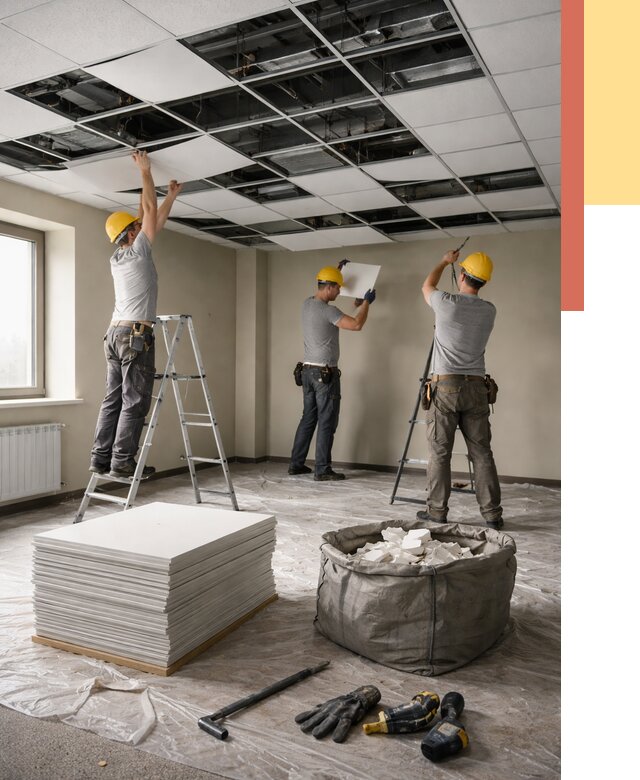 Демонтаж потолка Армстронг в Арзамасе от 4887 руб. быстро и недорого | ОТДЕЛОЧНИК-Рзм