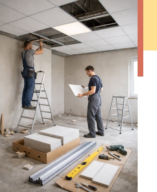 Монтаж потолка армстронг в Арзамасе от 4887 руб/м2 — быстрая установка под ключ | ОТДЕЛОЧНИК-Рзм