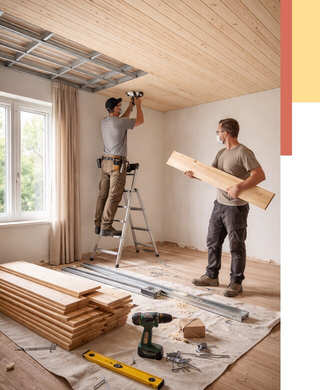 Монтаж потолка из вагонки в Арзамасе от 7060 руб. | Быстро и недорого — ОТДЕЛОЧНИК-Рзм