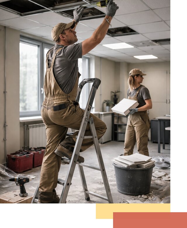 Ремонт потолка Армстронг и замена плит в Арзамасе