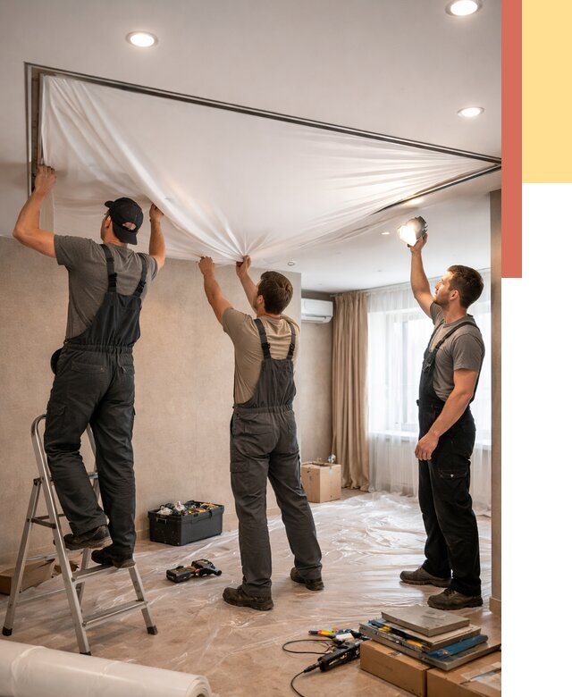 Монтаж ПВХ натяжного потолка в Арзамасе от 3801 руб. под ключ | ОТДЕЛОЧНИК-Рзм