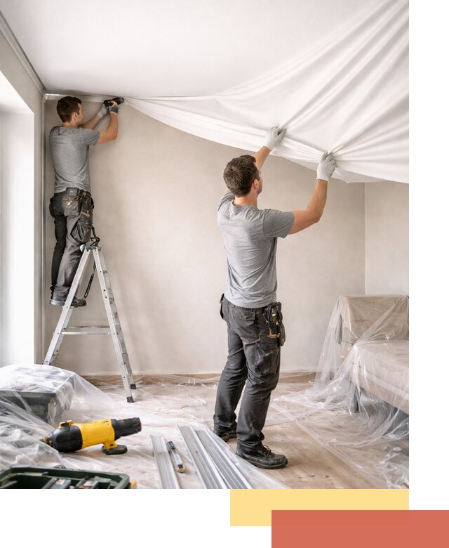 Монтаж тканевого натяжного потолка в Арзамасе недорого и быстро