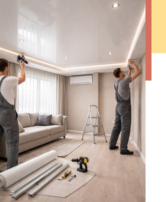 Монтаж глянцевого натяжного потолка в Арзамасе от 815 руб. под ключ | ОТДЕЛОЧНИК-Рзм