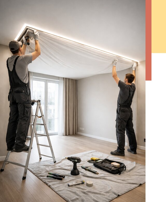 Монтаж парящего натяжного потолка в Арзамасе от 4887 руб. быстро и недорого | ОТДЕЛОЧНИК-Рзм