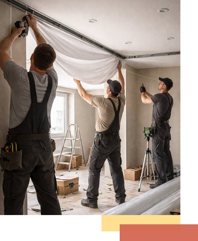 Монтаж парящего натяжного потолка под ключ в Арзамасе