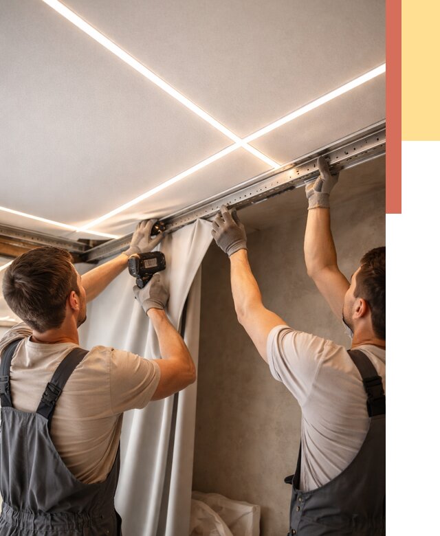 Монтаж натяжного потолка со световыми линиями в Арзамасе от 1303 руб. | ОТДЕЛОЧНИК-Рзм