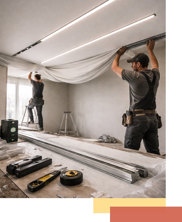 Монтаж натяжных потолков со световыми линиями в Арзамасе