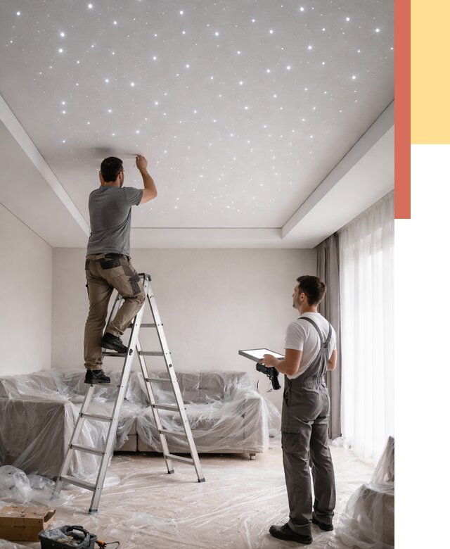 Монтаж натяжного потолка «звездное небо» в Арзамасе от 7060 руб. | ОТДЕЛОЧНИК-Рзм