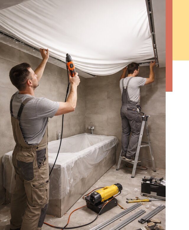 Монтаж натяжного потолка в ванной в Арзамасе от 1303 руб. под ключ | ОТДЕЛОЧНИК-Рзм