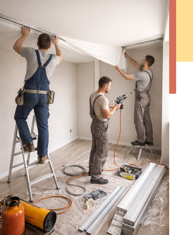 Монтаж натяжного потолка в студии в Арзамасе от 5974 руб. — быстро и недорого | ОТДЕЛОЧНИК-Рзм