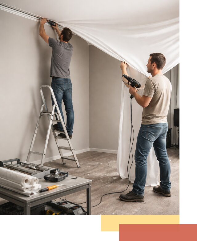 Монтаж натяжного потолка в студии в Арзамасе