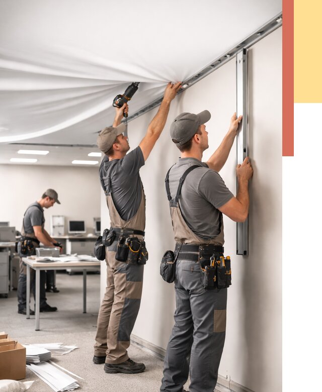 Монтаж натяжного потолка в офисе в Арзамасе от 489 руб/м² — быстро и недорого | ОТДЕЛОЧНИК-Рзм