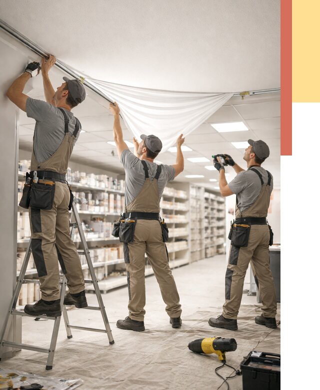 Монтаж натяжного потолка в магазине в Арзамасе от 4887 руб. быстро и недорого | ОТДЕЛОЧНИК-Рзм