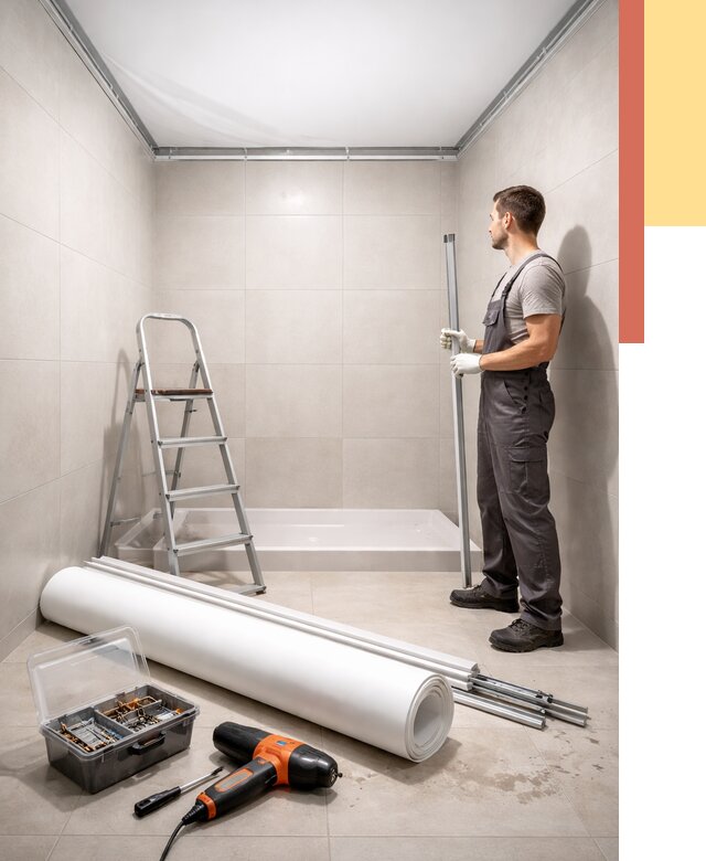 Монтаж натяжного потолка в санузле в Арзамасе от 2009 руб. — ОТДЕЛОЧНИК-Рзм