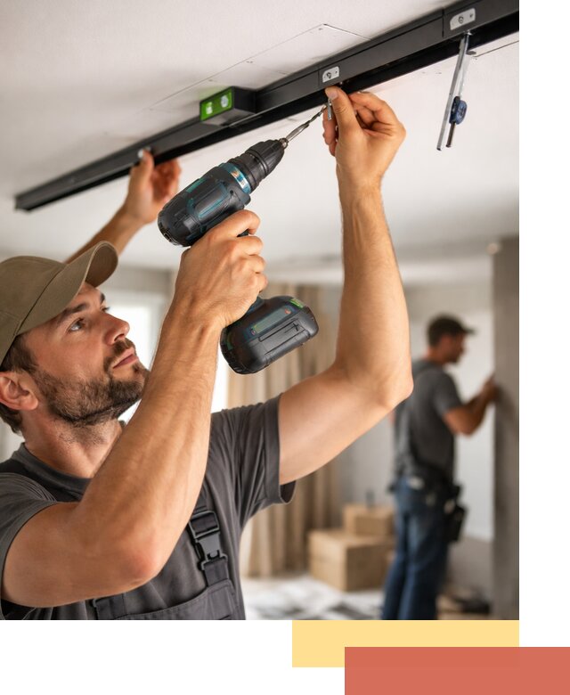 Установка трековых светильников в натяжной потолок в Арзамасе