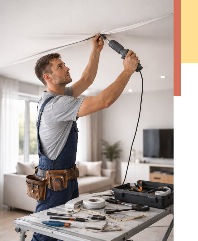 Ремонт натяжных потолков в Арзамасе от 10318 руб. под ключ — ОТДЕЛОЧНИК-Рзм