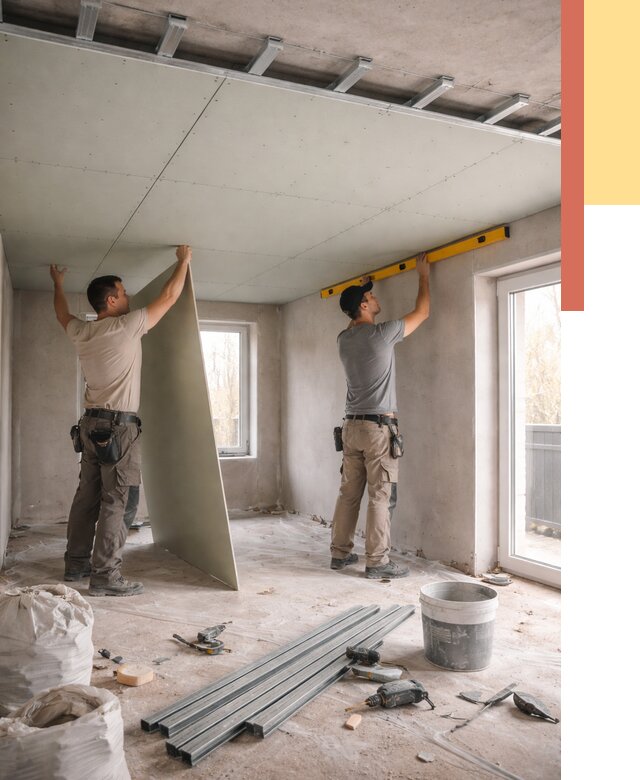 Одноуровневый потолок из гипсокартона в Арзамасе от 815 руб. — монтаж под ключ | ОТДЕЛОЧНИК-Рзм