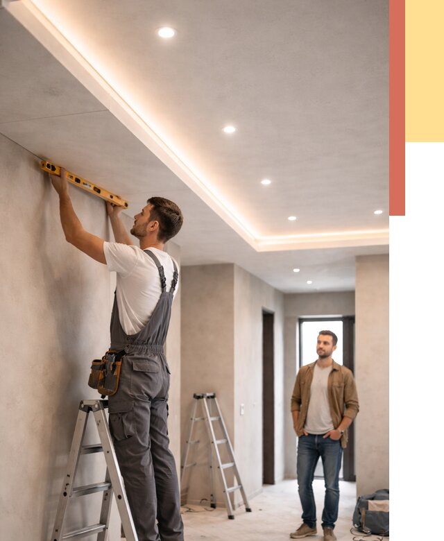 Потолок из гипсокартона с подсветкой в Арзамасе от 815 руб./м2 под ключ | ОТДЕЛОЧНИК-Рзм