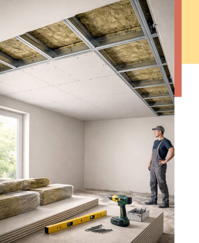 Звукоизоляция потолка ГКЛ в Арзамасе от 1032 руб. — монтаж под ключ | ОТДЕЛОЧНИК-Рзм