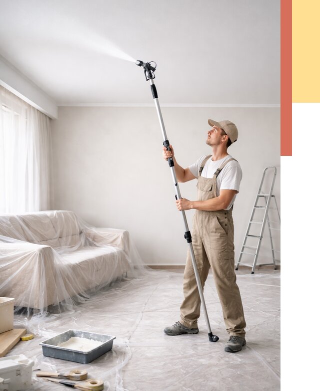 Покраска потолка краскопультом в Арзамасе от 4887 руб. быстро и недорого | ОТДЕЛОЧНИК-Рзм